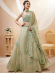 Gorgeous Green Sequins Georgette Festive Wear Plus Size Lehenga Choli