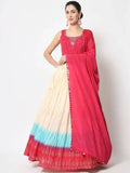 Flossy Beige-Color Foil Printed Silk Party Wear Lehenga Choli