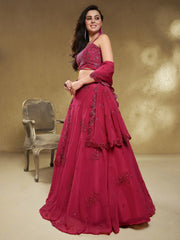Stunning Pink Sequins Georgette Engagement Wear Lehenga Choli