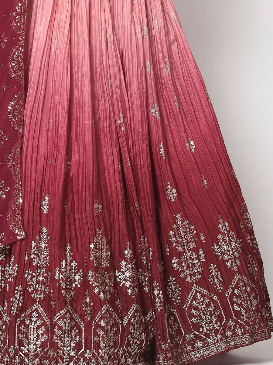 Mesmerizing Magenta Foil Printed Silk Festive Wear Lehenga Choli