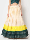 Attractive Beige Foil Print Silk Festive Wear Lehenga Choli With Dupatta