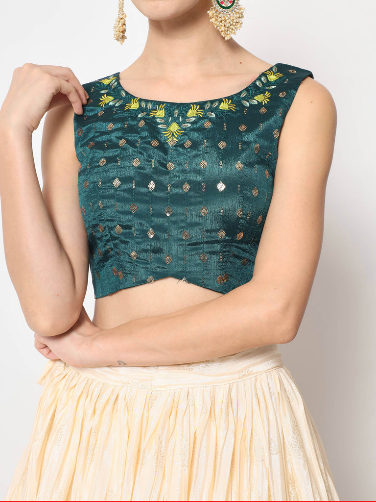 Attractive Beige Foil Print Silk Festive Wear Lehenga Choli With Dupatta