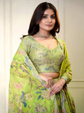 Charming Neon Green Sequins Organza Function Wear Lehenga Choli
