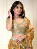 Amazing Orange Color Sequins Organza Event Wear Lehenga Choli