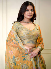 Amazing Orange Color Sequins Organza Event Wear Lehenga Choli