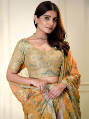 Amazing Orange Color Sequins Organza Event Wear Lehenga Choli