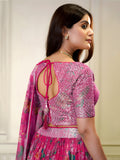 Marvelous Pink Sequins Organza Engagement Wear Lehenga Choli