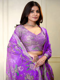 Alluring Purple Color Sequins Organza Function Wear Lehenga Choli