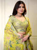 Fabulous Yellow Sequins Organza Haldi Wear Lehenga Choli With Dupatta