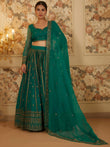 Incredible Green Sequins Organza Festival Wear Lehenga Choli