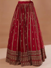 Fantastic Red Zari Embroidered Organza Wedding Lehenga Choli