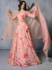 Fantastic Pink Floral Printed Organza Event Wear Lehenga Choli
