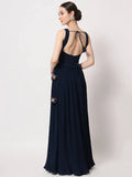 Stunning Navy Blue Embroidered Georgette Party Wear Lehenga