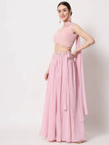 Beauteous Pink Crush Pattern Georgette Fancy Lehenga Choli