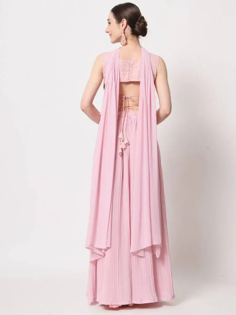 Beauteous Pink Crush Pattern Georgette Fancy Lehenga Choli