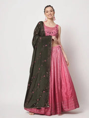 Charming Light Pink Mukaish worked Chinon Event Wear Lehenga Choli