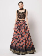 Glorious Black Sequin Embroidered Silk ceremony Lehenga Choli