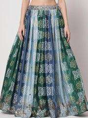 Fashionable Blue Bandhani Print Sequin Silk Event Wear Lehenga Choli