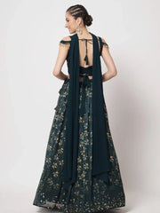 Trendy Green Floral Print Sequin Work Georgette Festive Lehenga Choli