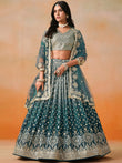 Glamorous Dove Blue Sequins Embroidered Georgette Lehenga Choli