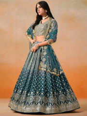 Glamorous Dove Blue Sequins Embroidered Georgette Lehenga Choli