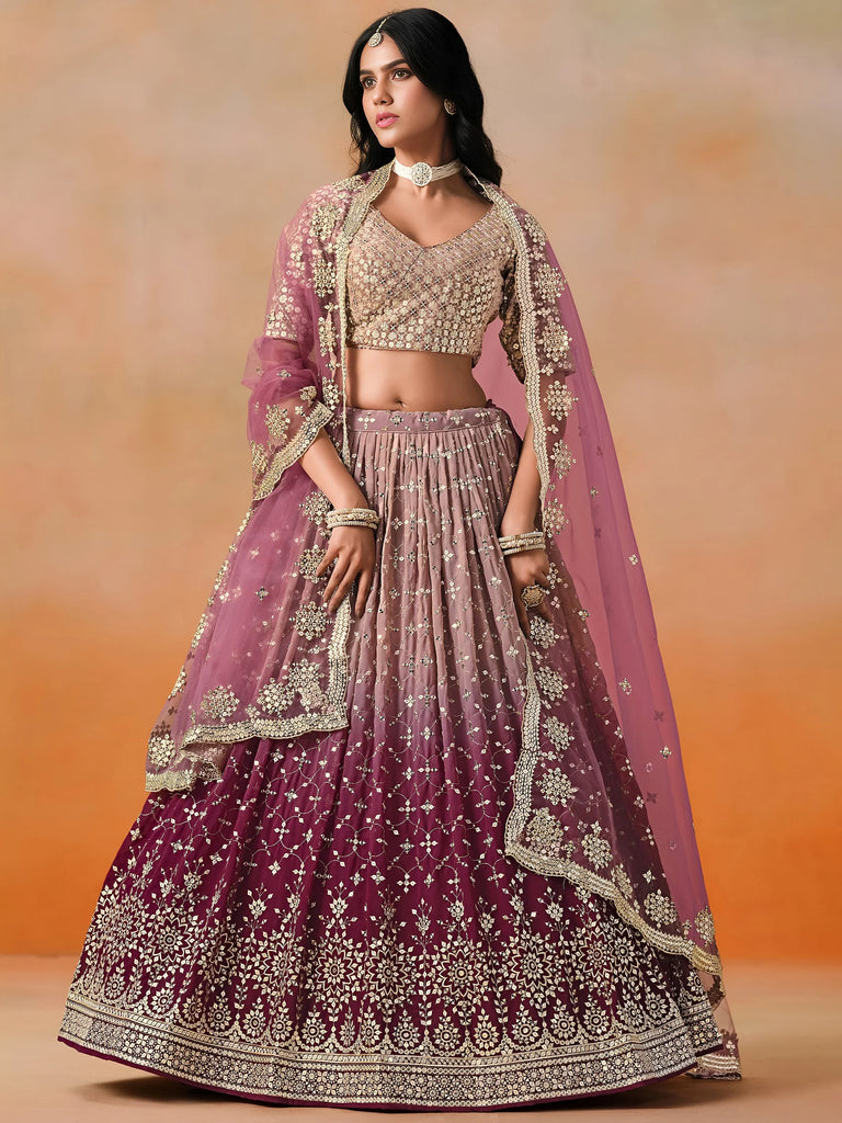 Lovely Pink Georgette Engagement Wear Lehenga Choli