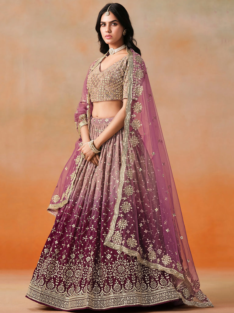 Adorable Pink Sequins Georgette Engagement Wear Plus Size Lehenga Choli
