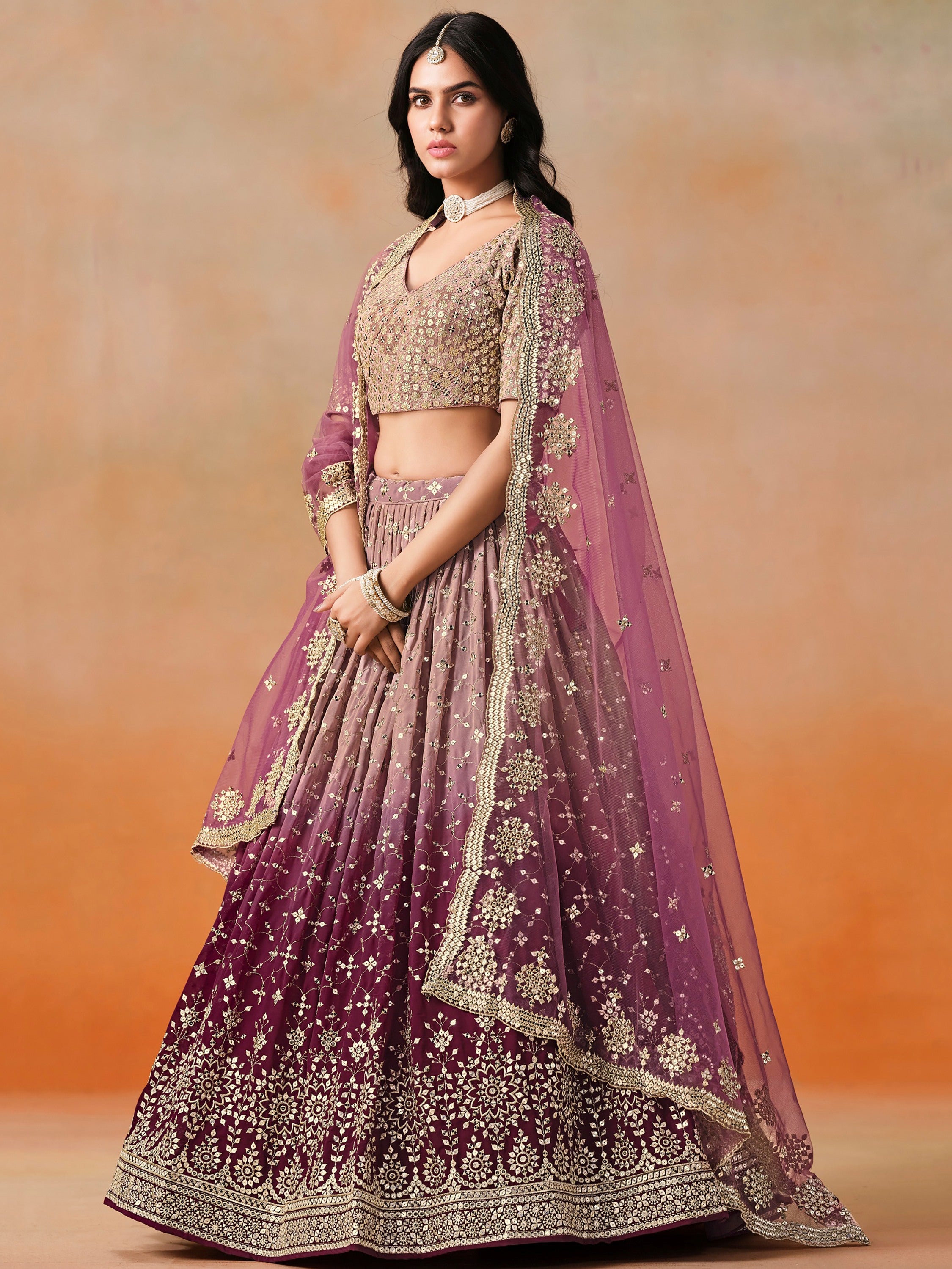 Adorable Pink Sequins Georgette Engagement Wear Plus Size Lehenga Choli