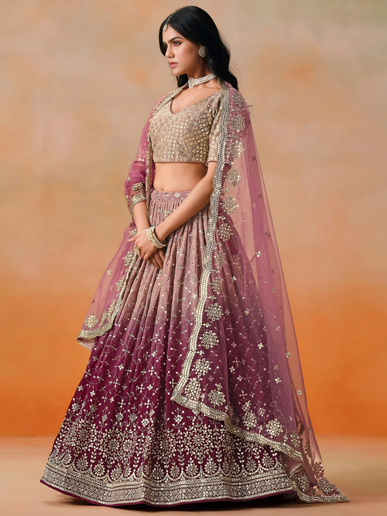 Lovely Pink Georgette Engagement Wear Lehenga Choli