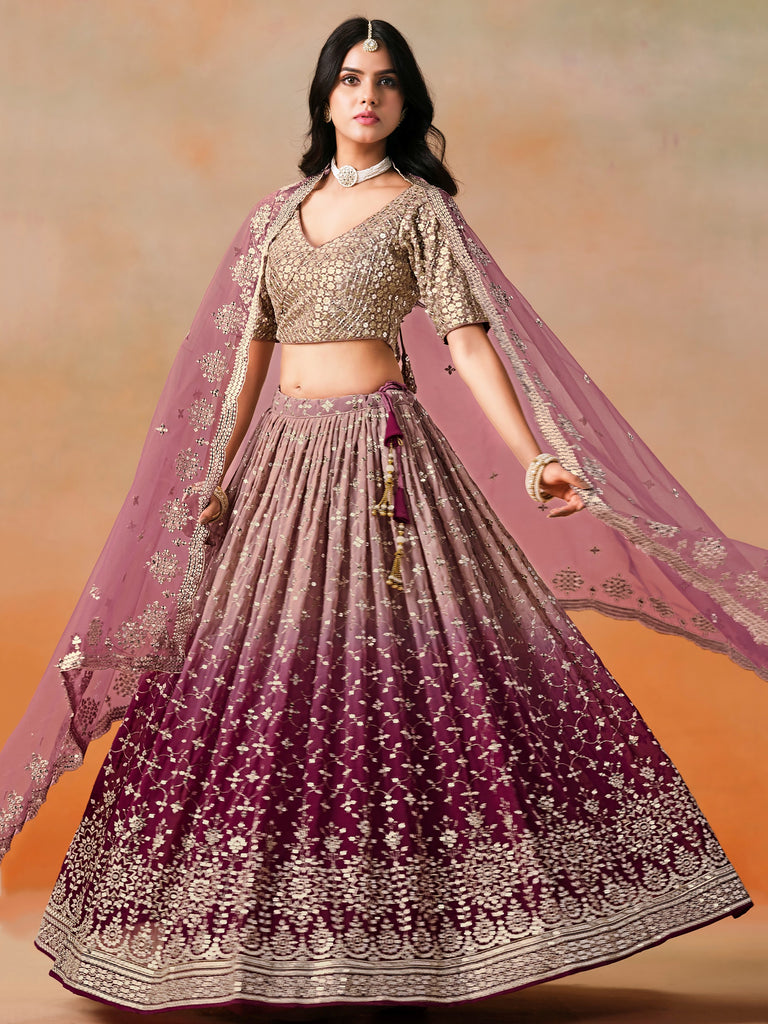 Adorable Pink Sequins Georgette Engagement Wear Plus Size Lehenga Choli