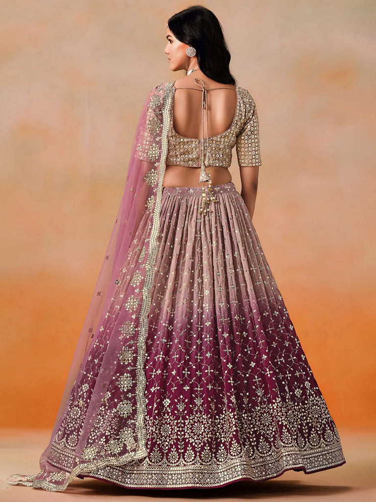 Lovely Pink Georgette Engagement Wear Lehenga Choli