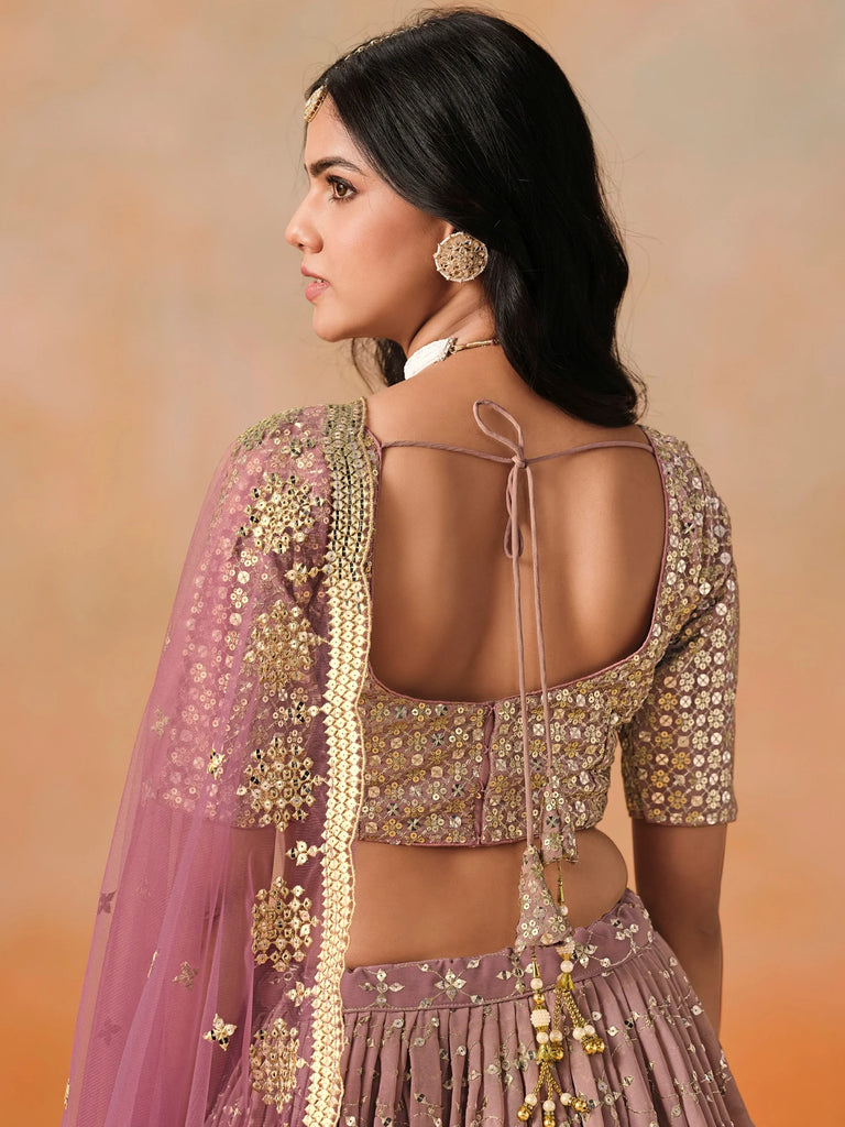 Lovely Pink Georgette Engagement Wear Lehenga Choli