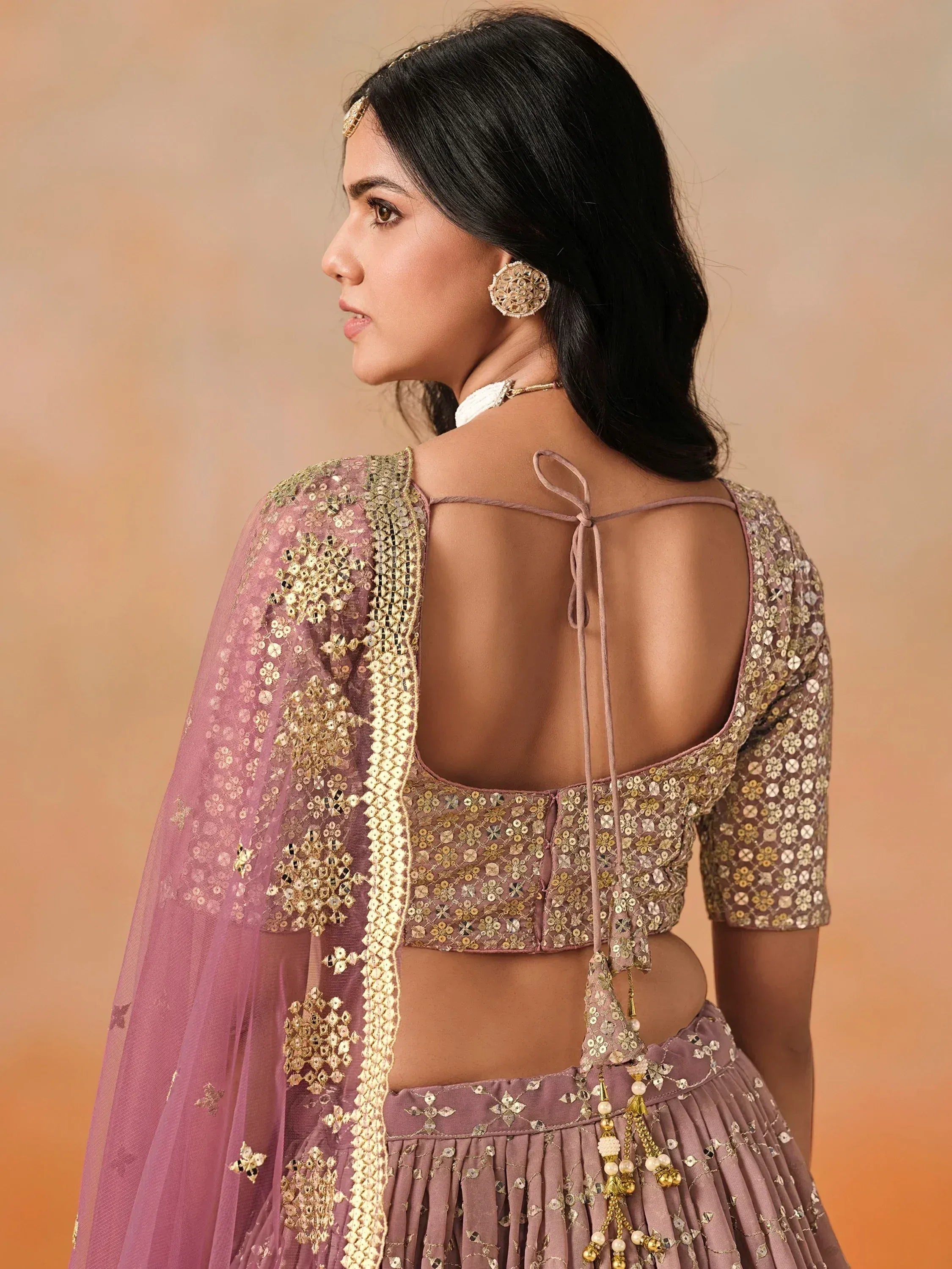 Lovely Pink Georgette Engagement Wear Lehenga Choli