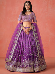 Charming Purple Sequins Work Wedding Wear Lehenga Choli