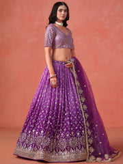 Charming Purple Sequins Work Wedding Wear Lehenga Choli
