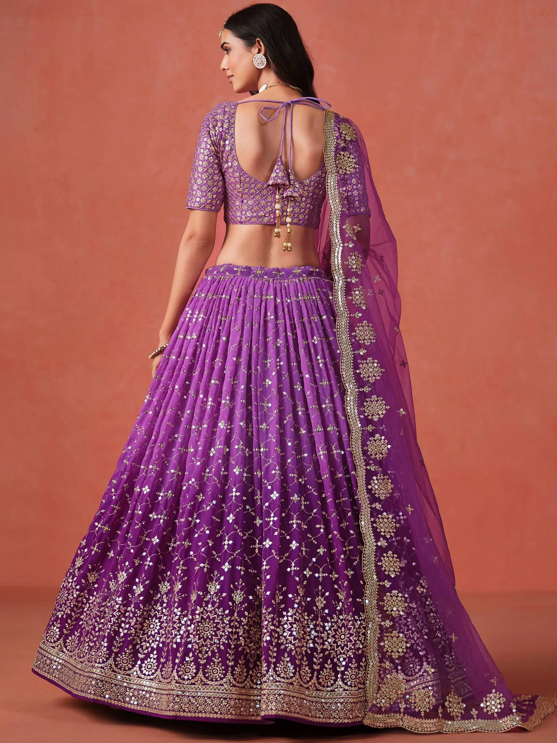 Charming Purple Sequins Work Wedding Wear Lehenga Choli