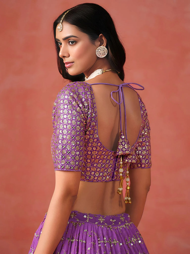 Charming Purple Sequins Work Wedding Wear Lehenga Choli
