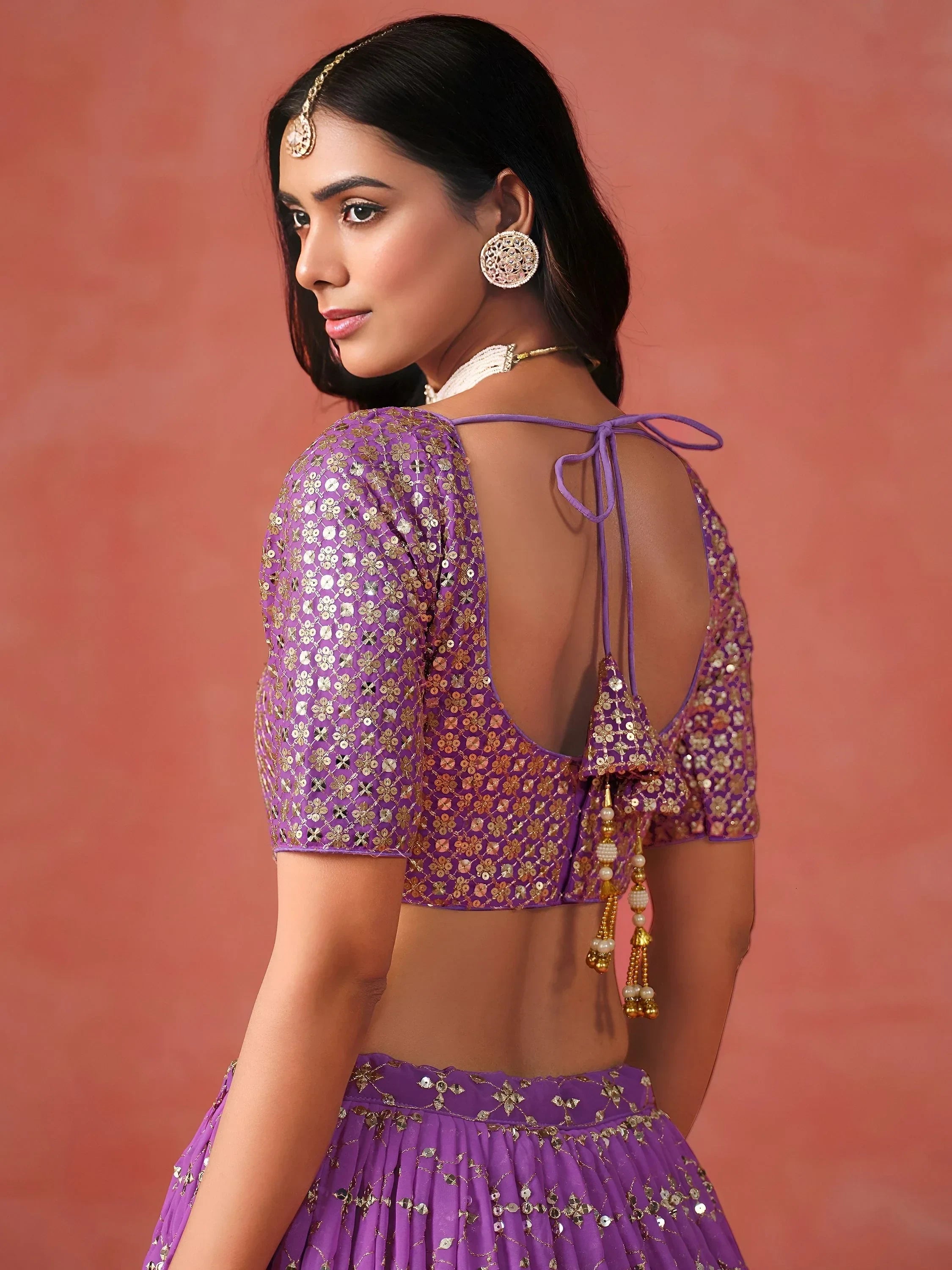 Charming Purple Sequins Work Wedding Wear Lehenga Choli