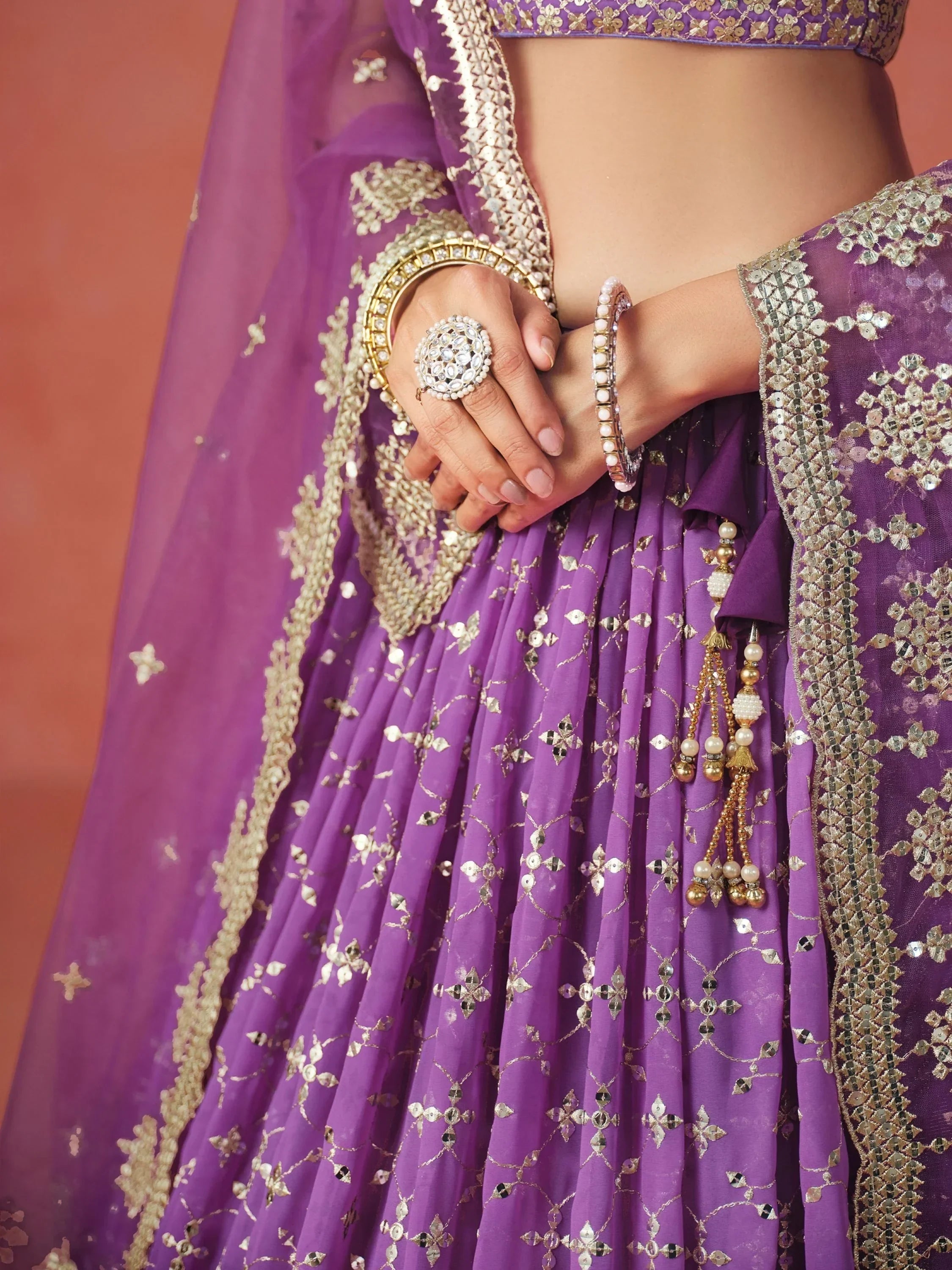 Charming Purple Sequins Work Wedding Wear Lehenga Choli