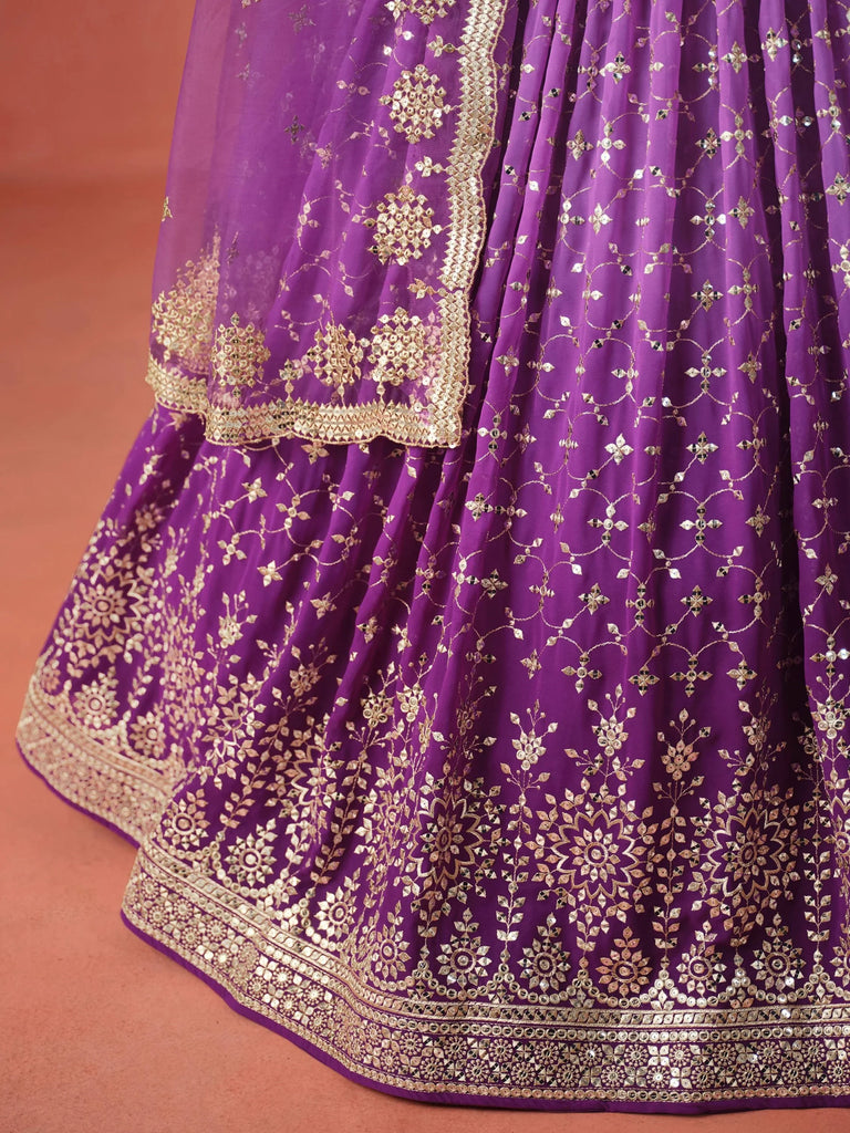 Charming Purple Sequins Work Wedding Wear Lehenga Choli