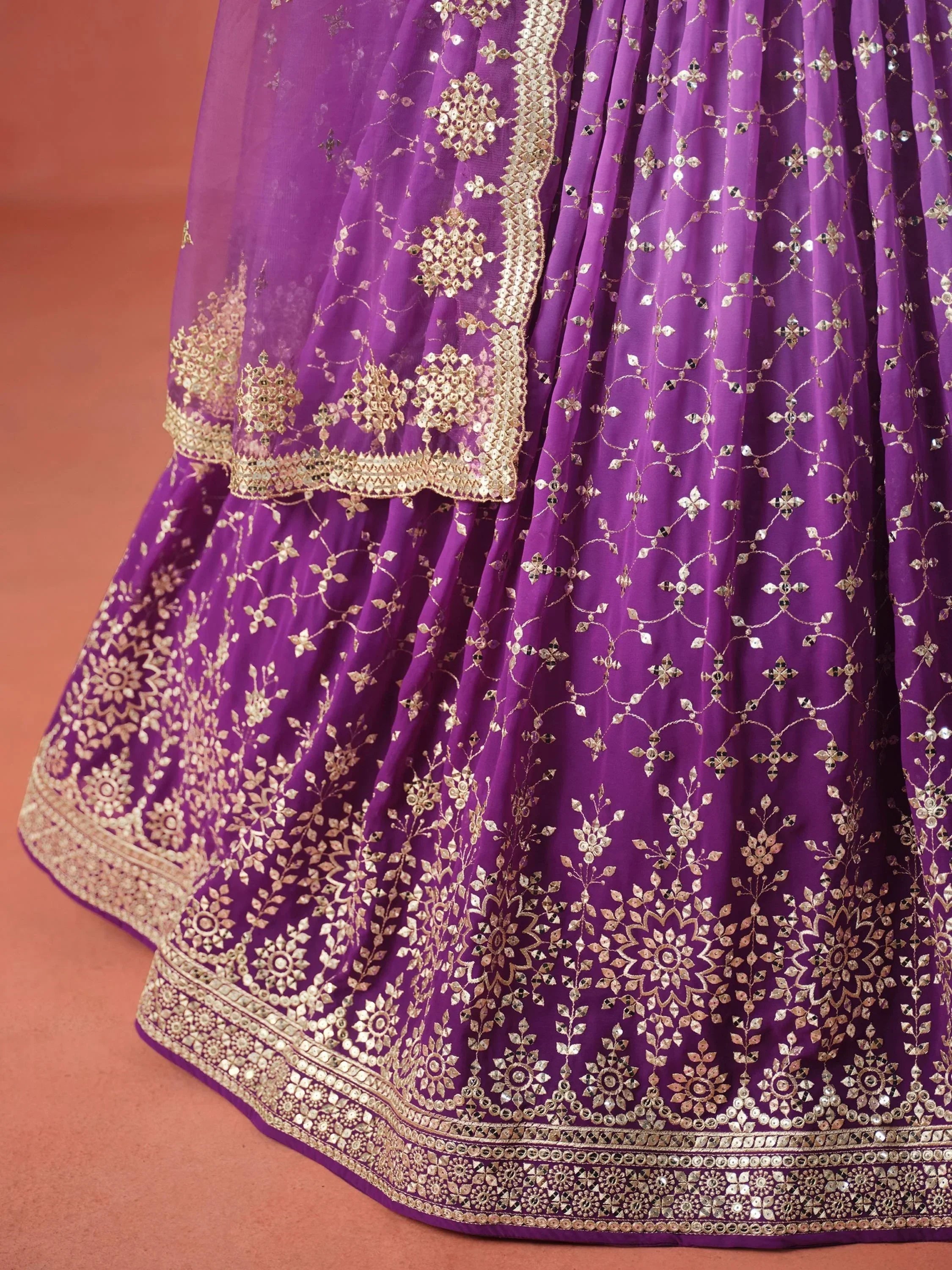 Charming Purple Sequins Work Wedding Wear Lehenga Choli