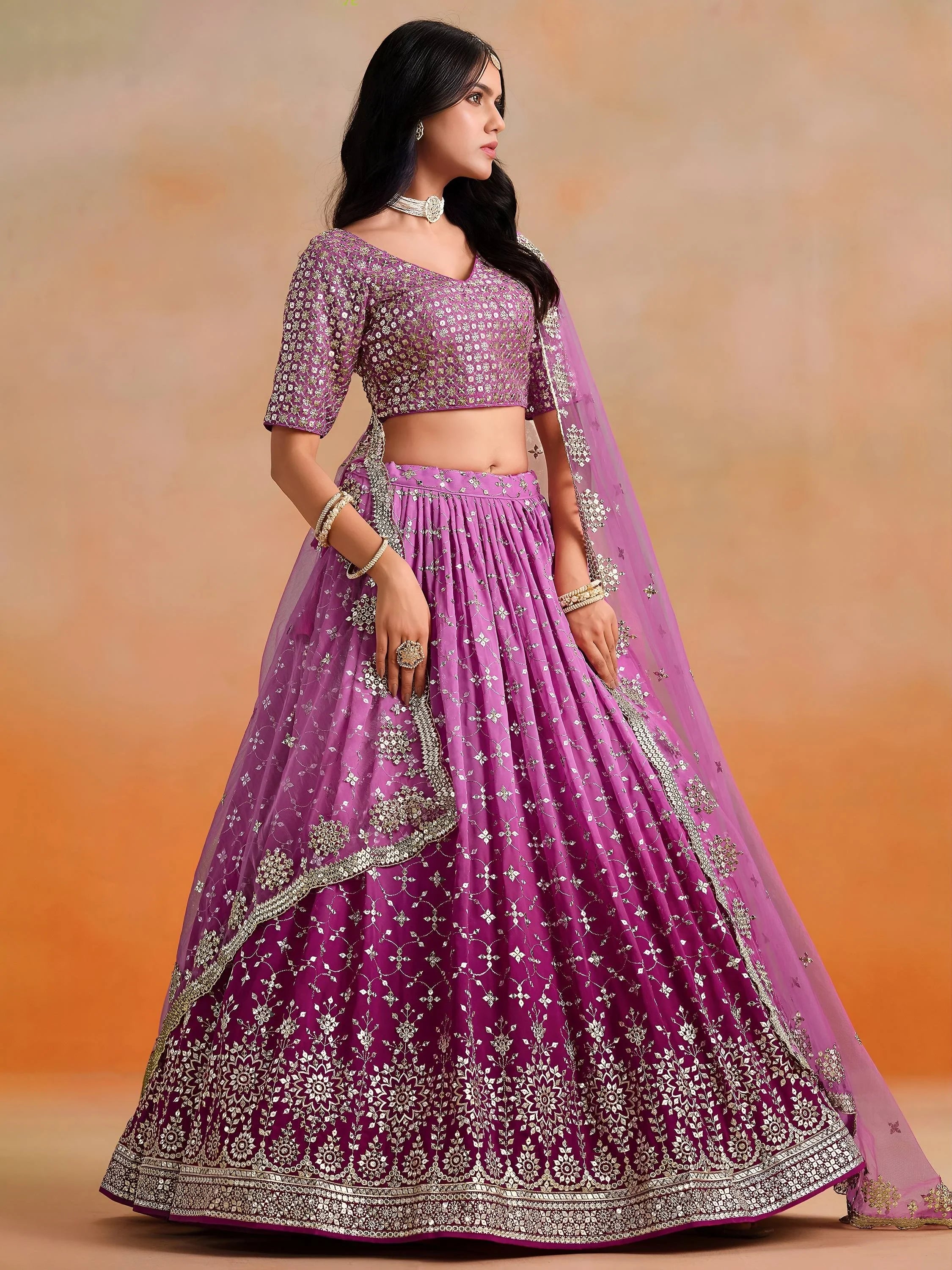 Mesmerizing Pink Embroidered Bridesmaids Lehenga Choli