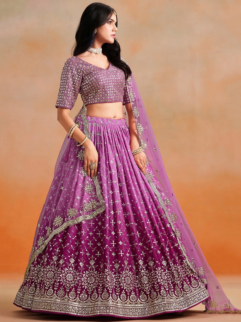 Lovely Pink Embroidered Georgette Function Wear Plus Size Lehenga Choli