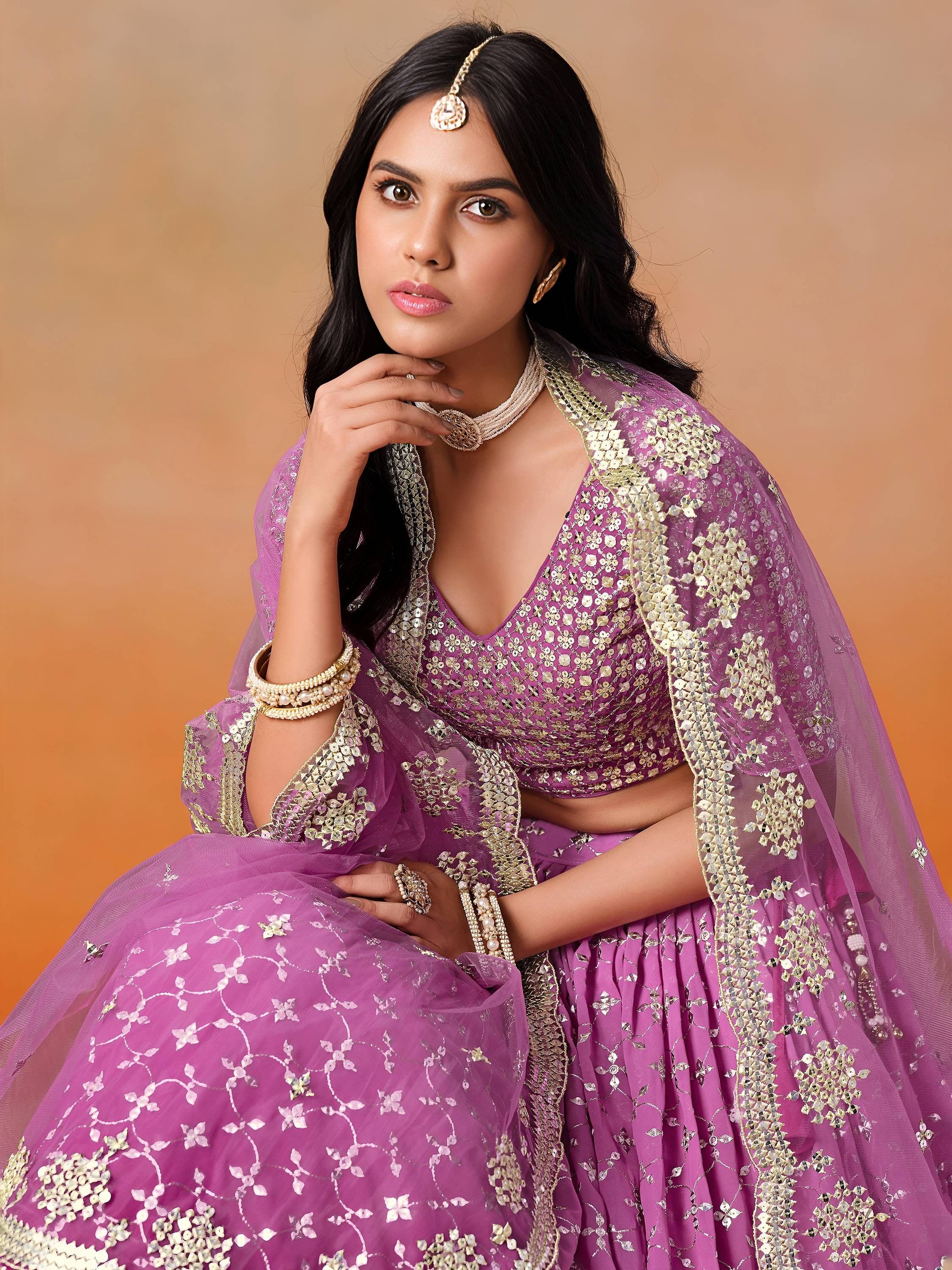 Mesmerizing Pink Embroidered Bridesmaids Lehenga Choli