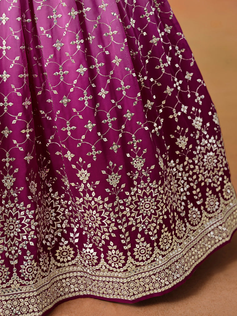 Lovely Pink Embroidered Georgette Function Wear Plus Size Lehenga Choli