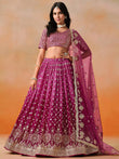 Alluring Rose Pink Zari Work Sangeet Wear Lehenga Choli