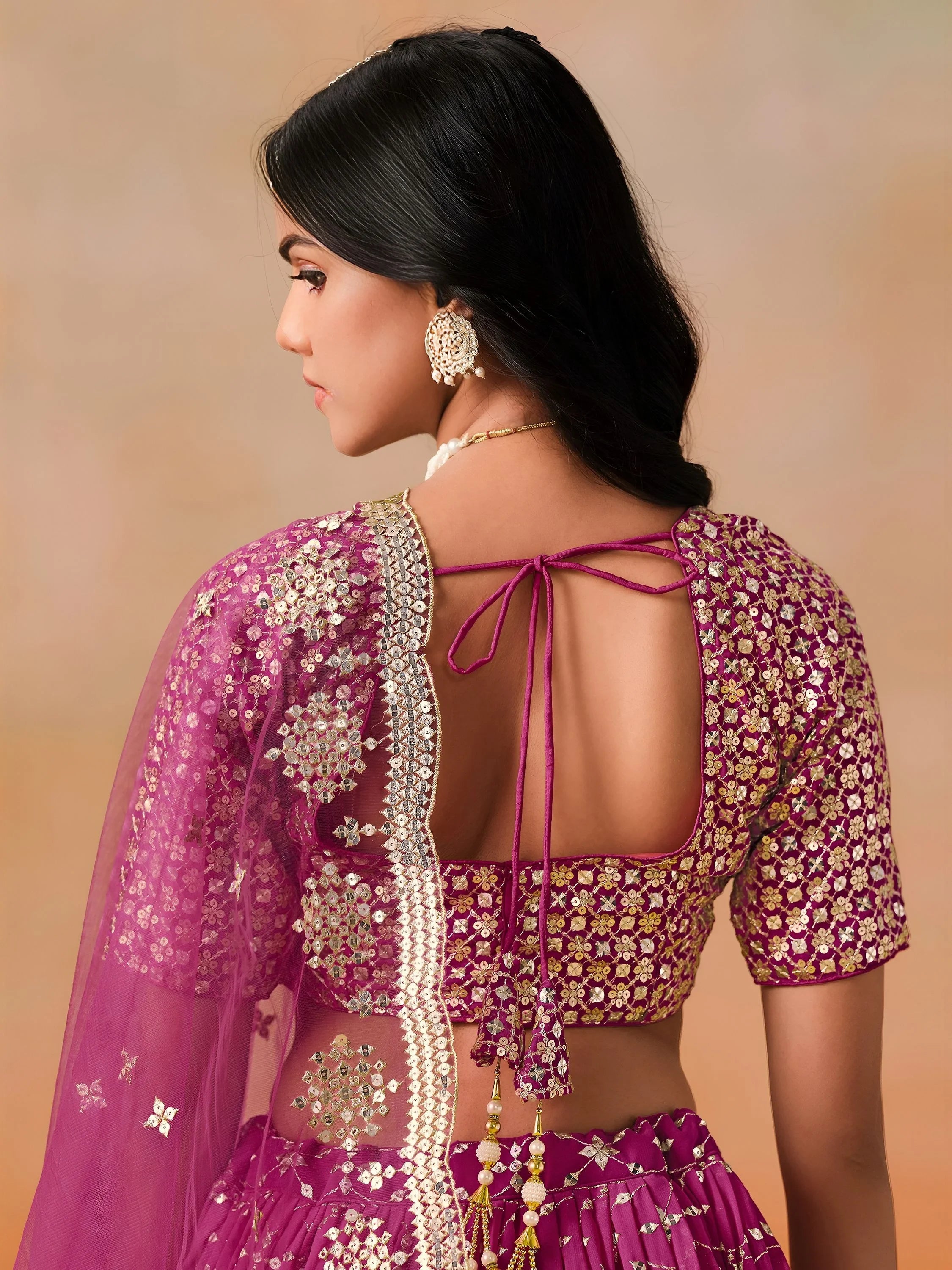 Alluring Rose Pink Zari Work Sangeet Wear Lehenga Choli
