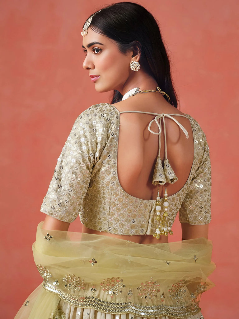 Adorning Yellow Georgette Haldi Wear Lehenga Choli With Dupatta