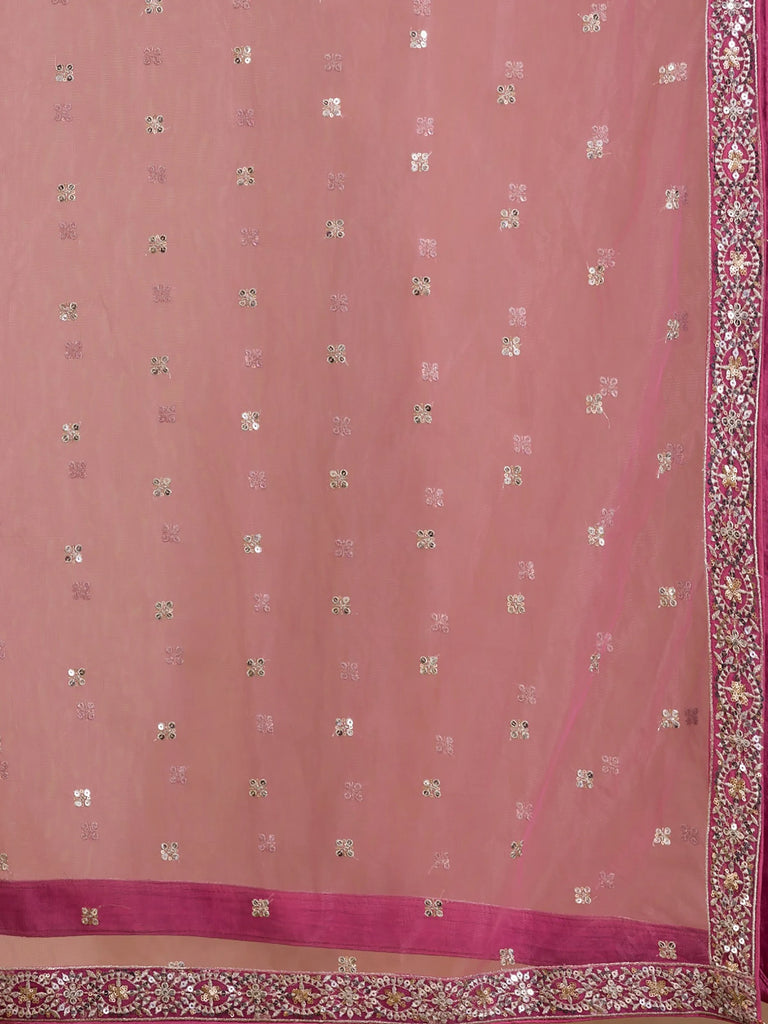 Alluring Pink Sequins Georgette Engagement Wear Lehenga Choli