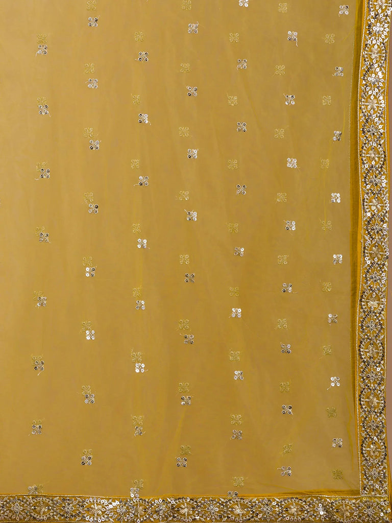 Fascinating Yellow Sequins Georgette Haldi Wear Lehenga Choli